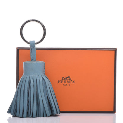 Hermes Lambskin Carmen Tassel Key Holder Blue Jean 6 of 6