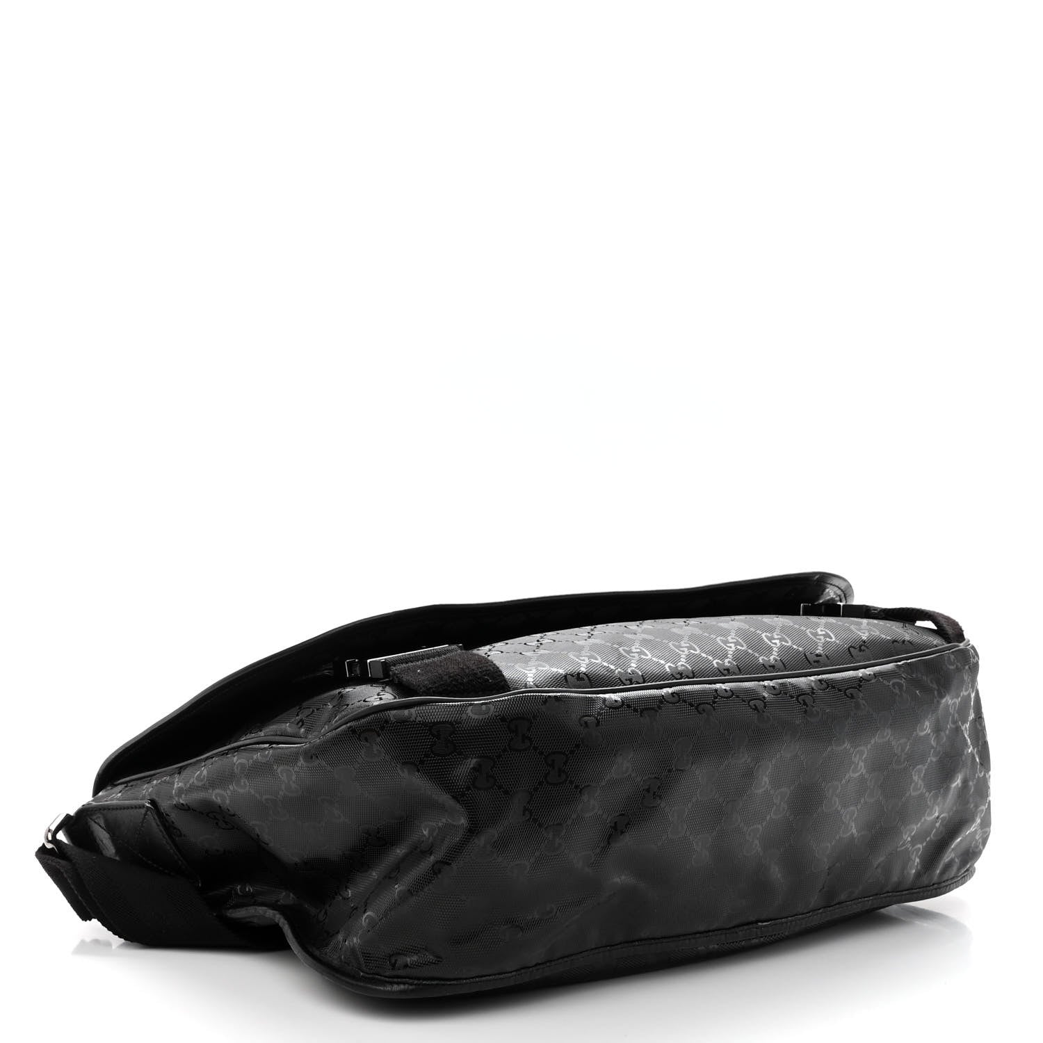 Gucci Imprime Monogram Large Double Buckle Flap Messenger Bag Black 4 of 10