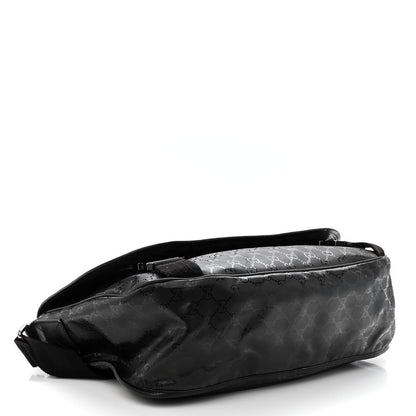 Gucci Imprime Monogram Large Double Buckle Flap Messenger Bag Black 4 of 10