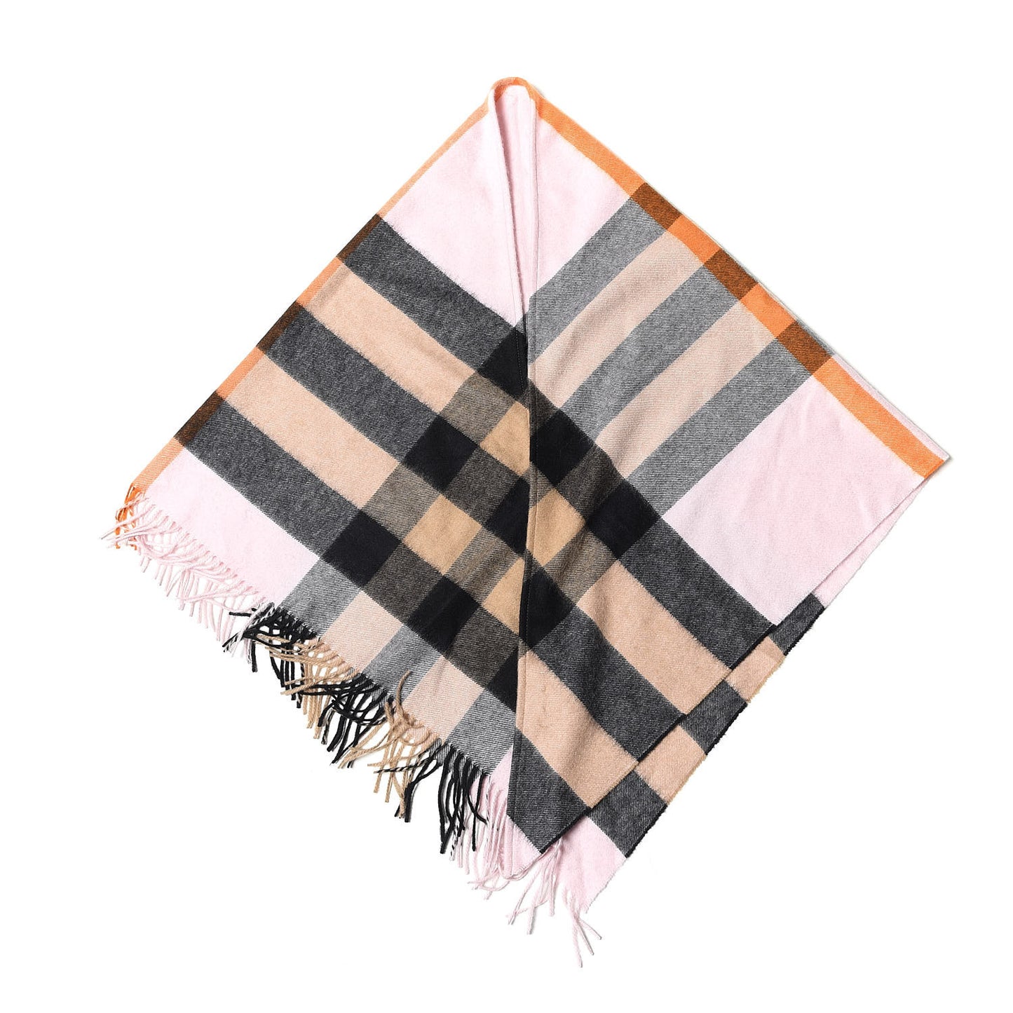Cashmere Check Bandana Scarf Camel Ash Rose