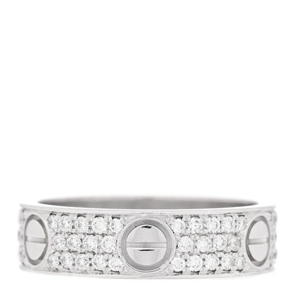 Cartier 18K White Gold Diamond Paved LOVE Wedding Band Ring 56 7.5 1 of 4