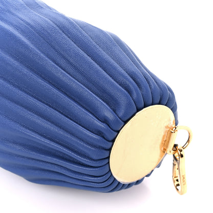 Loewe Lambskin Pleated Bracelet Pouch Shoulder Bag Royal Blue 9 of 9