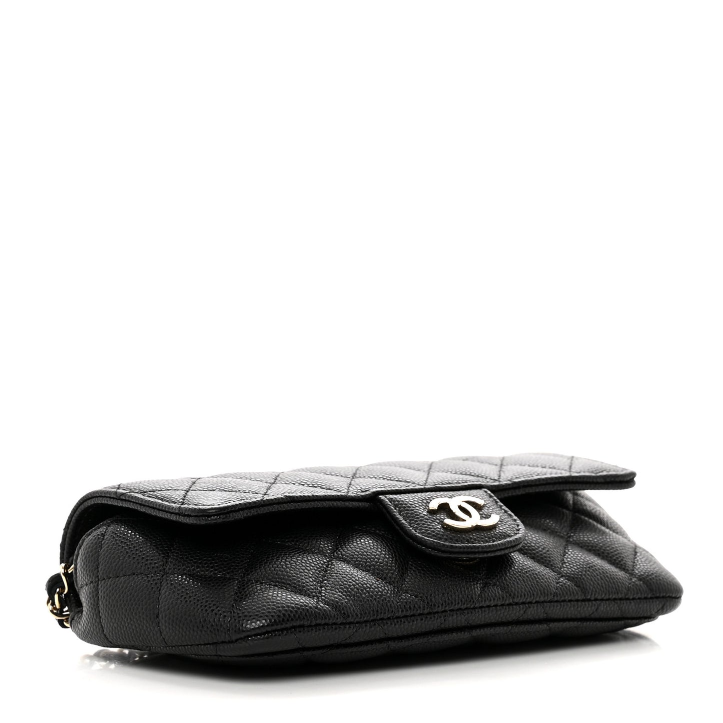Caviar Quilted Glasses Case With Chain Black