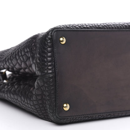 Fendi Nappa Crocodile Trapuntata Medium 2Jours Tote Black 9 of 16