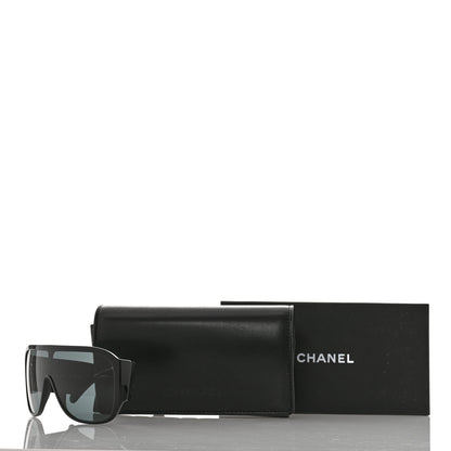 Chanel Acetate Crystal CC Shield Sunglasses 5466-B Black 8 of 8