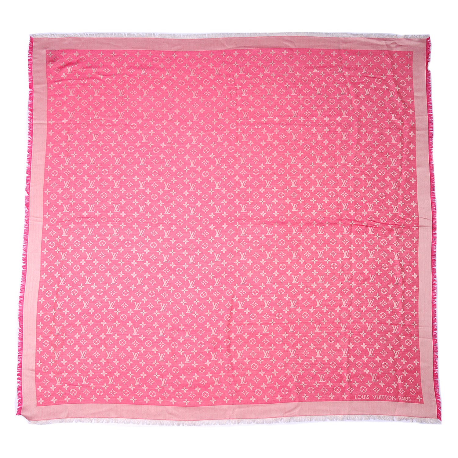 Louis Vuitton Wool Silk Monogram Denim Shawl Pink 2 of 4