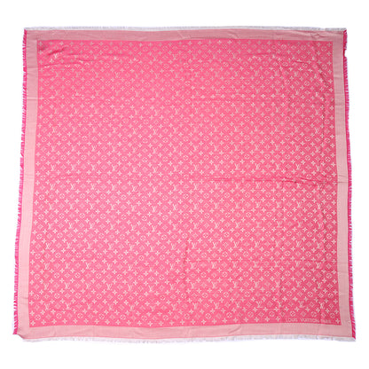 Louis Vuitton Wool Silk Monogram Denim Shawl Pink 2 of 4