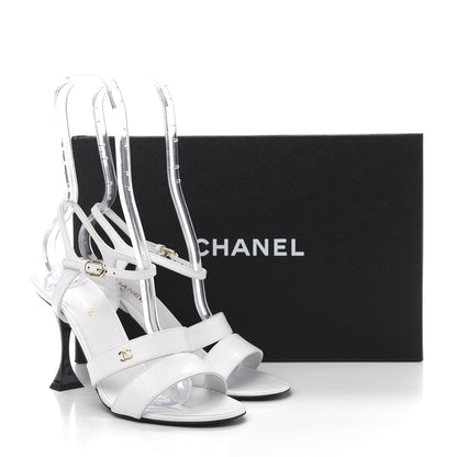 Chanel Calfskin Crocodile Embossed Sandal 38 White 10 of 10