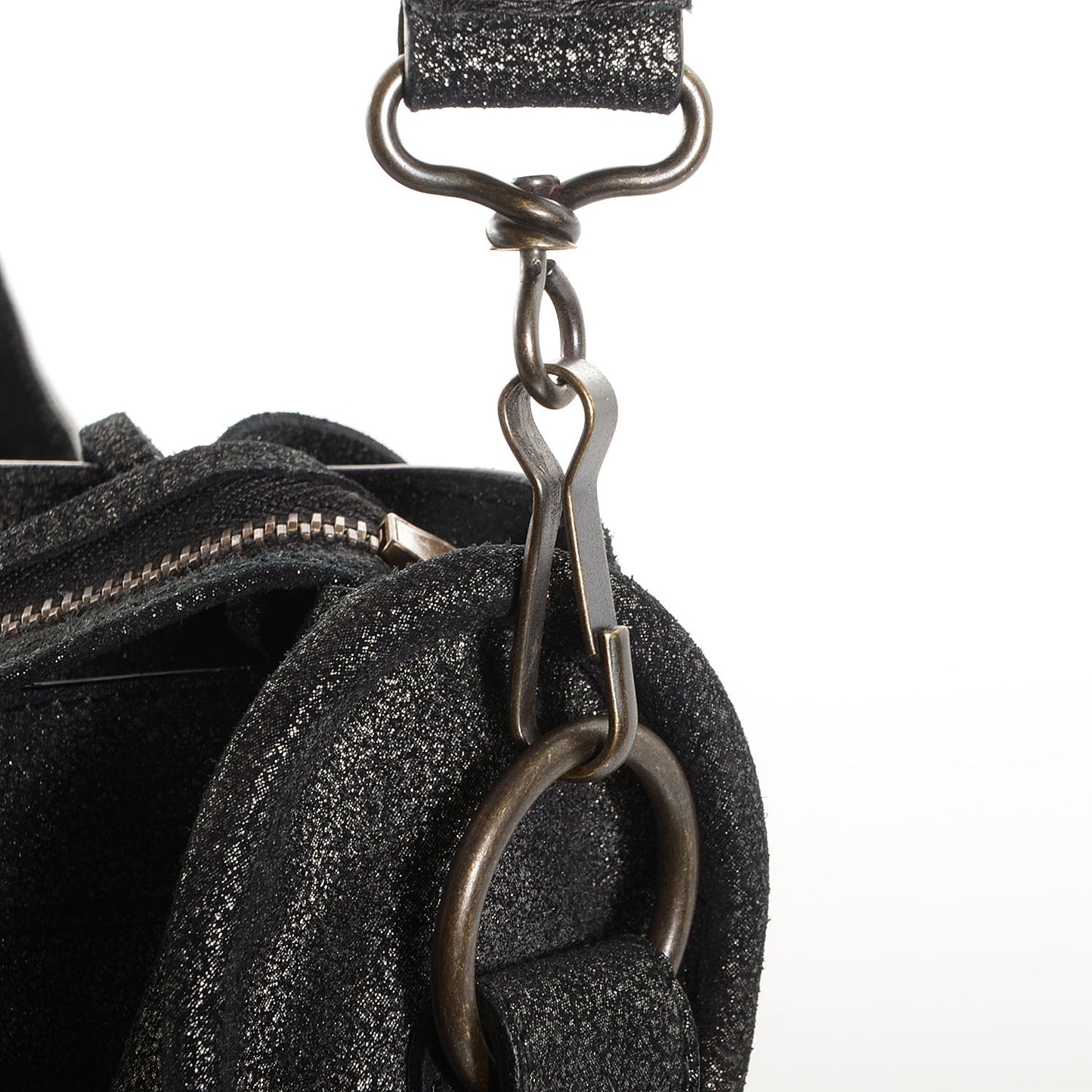 Metallic Craquele Calfskin Classic Hardware City Black