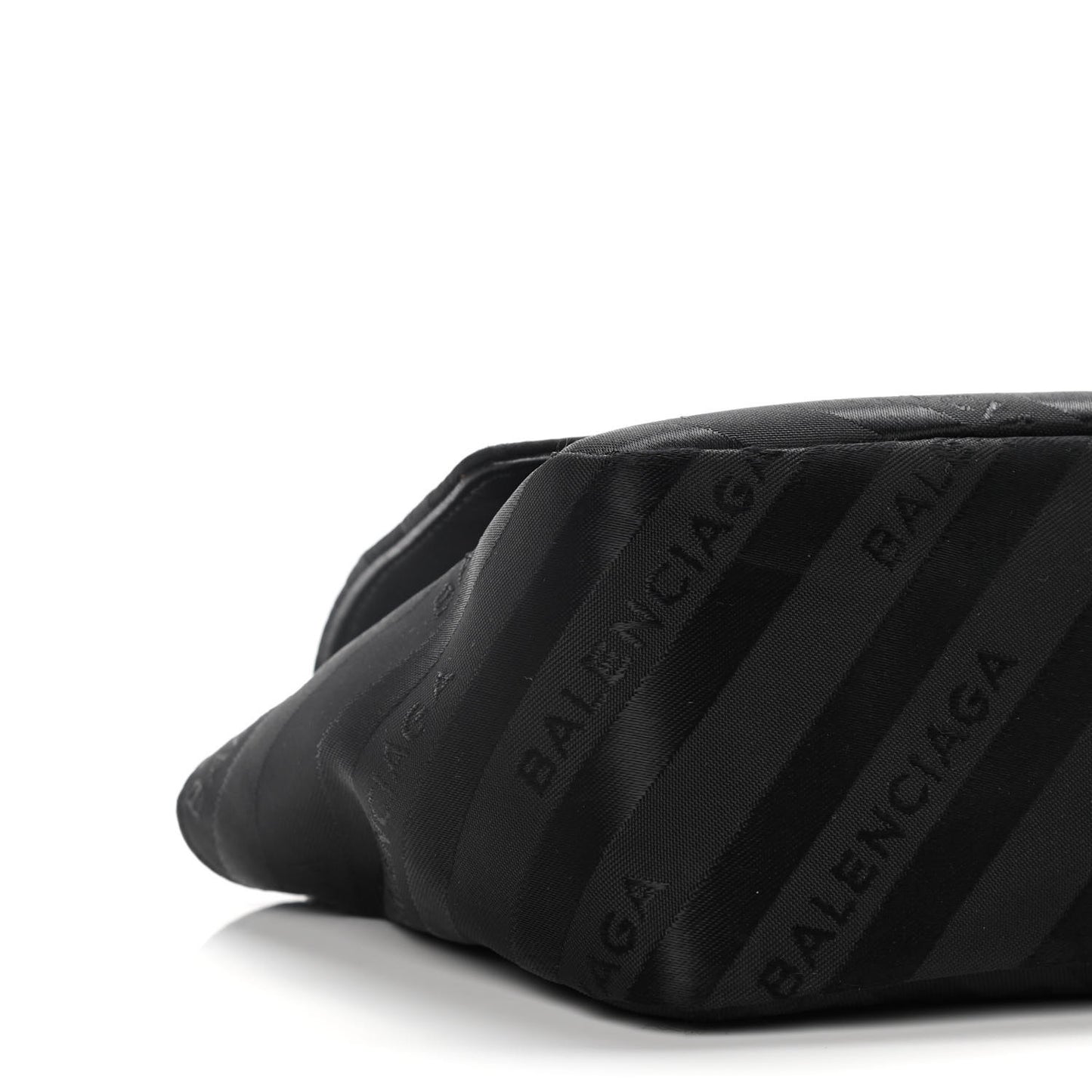 Nylon Jacquard Diagonal Logo S BB Round Shoulder Bag Black