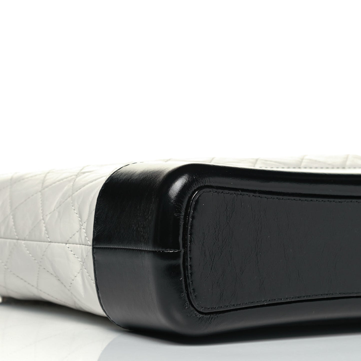 Aged Calfskin Quilted Large Gabrielle Hobo White Black