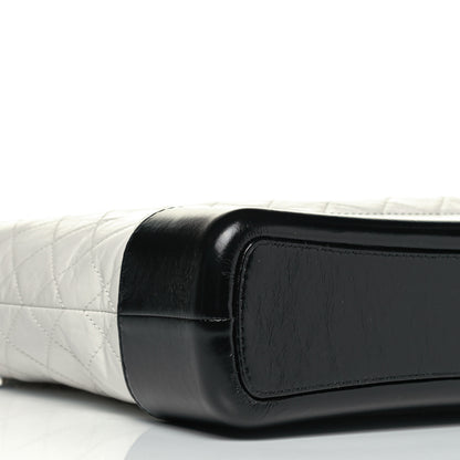 Chanel Aged Calfskin Quilted Large Gabrielle Hobo White Black 5 of 9