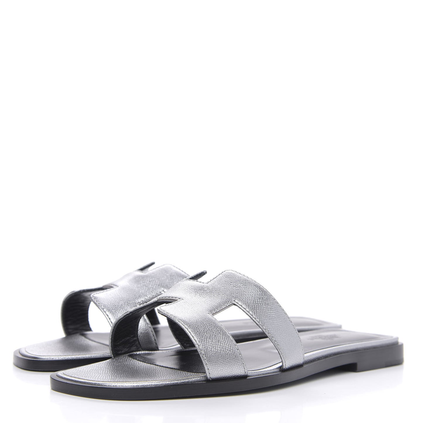 Metallic Madame Calfskin Oran Sandals 36.5 Argent
