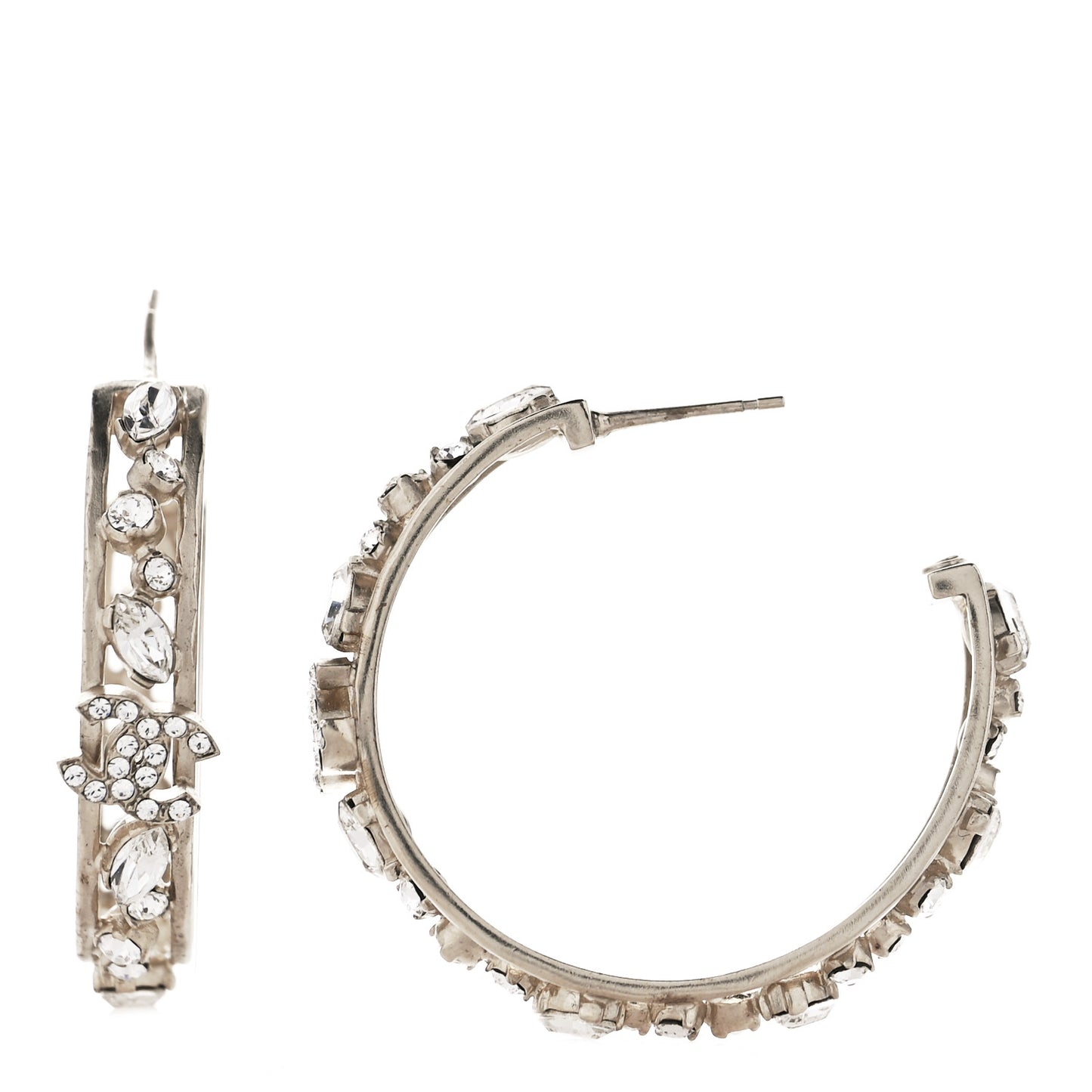 Marquise Crystal CC Hoop Earrings Gold