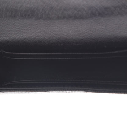 Saint Laurent Grain De Poudre Matelasse Chevron Small Monogram Envelope Wallet Black 5 of 7