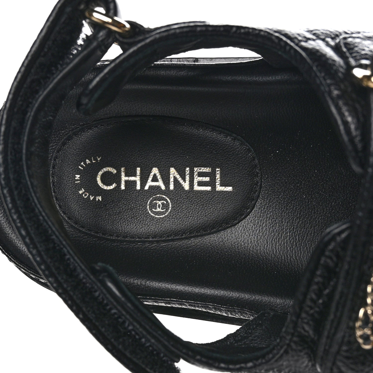Chanel Grained Calfskin Velcro Dad Sandals 36 Black 7 of 13