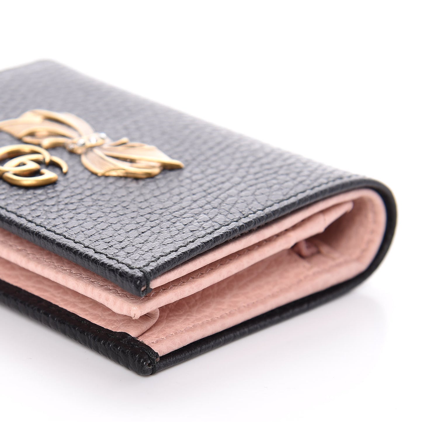 Calfskin GG Marmont Bow Card Case Black