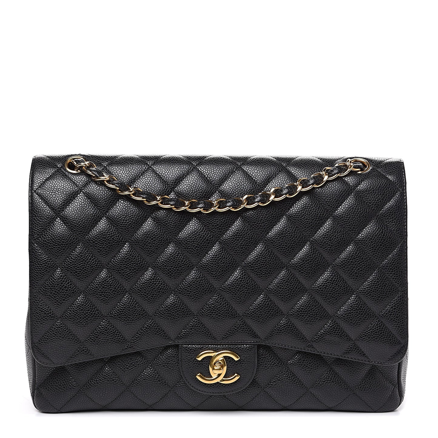 Caviar Quilted Maxi Double Flap Black