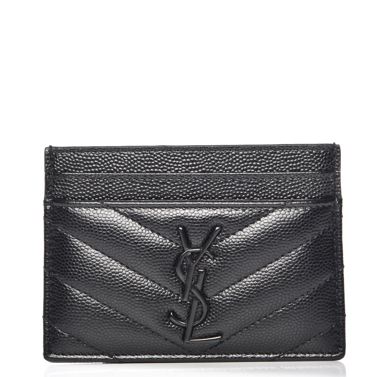 Grain De Poudre Matelasse Chevron Monogram Credit Card Case Black