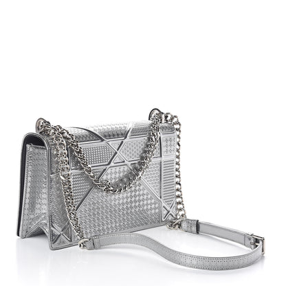 Christian Dior Metallic Patent Micro-Cannage Medium Diorama Flap Bag Silver 3 of 8