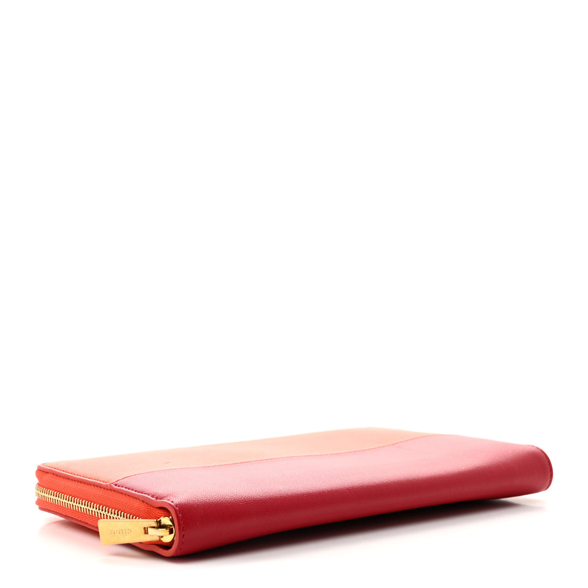 Lambskin Large Zip Around Multifunction Wallet Red Orange