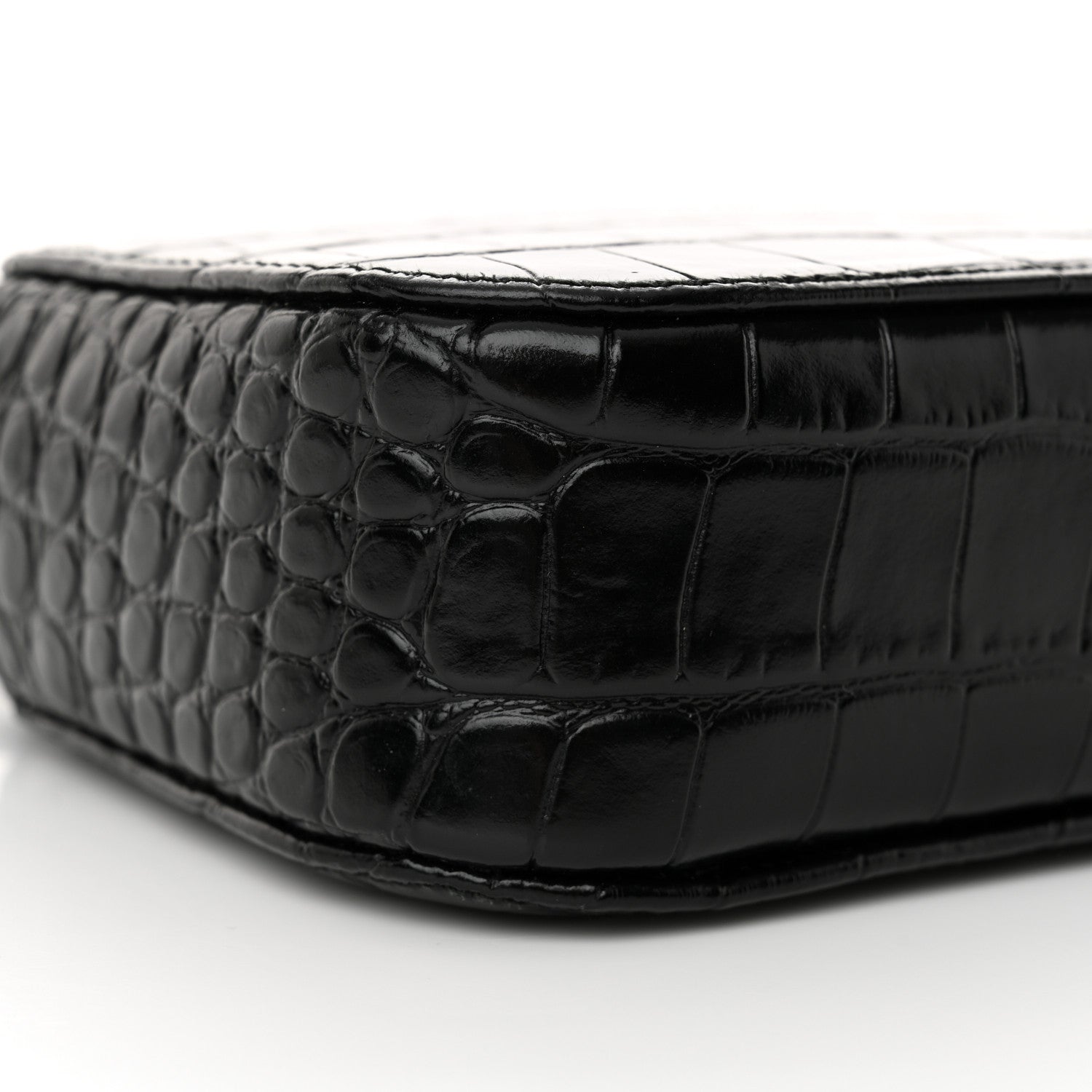 Balenciaga Shiny Calfskin Logo Crocodile Embossed XS Everyday Camera Bag Black 9 of 12