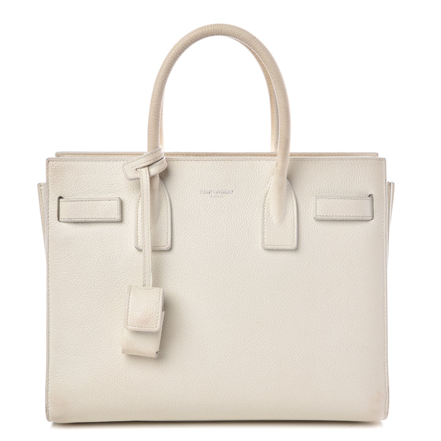 Grained Calfskin Baby Sac De Jour White
