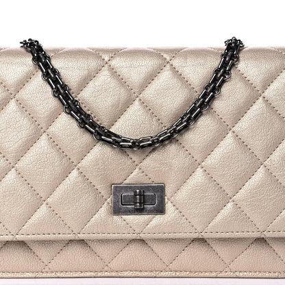 Chanel Metallic Sheepskin Quilted Reissue Wallet On Chain WOC Beige 8 of 13