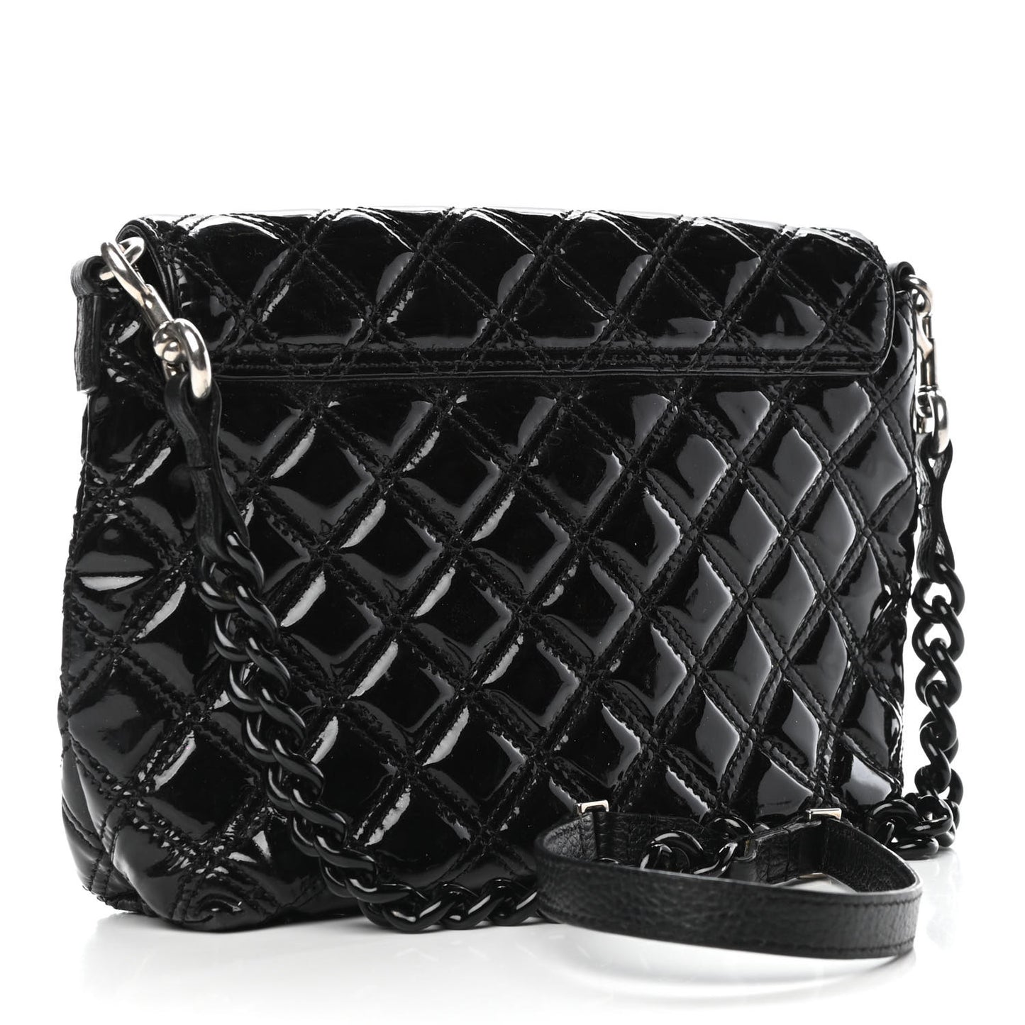 Patent Quilted Single Flap Black