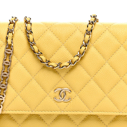 Chanel Caviar Quilted Tiny CC Wallet On Chain WOC Yellow 9 of 11