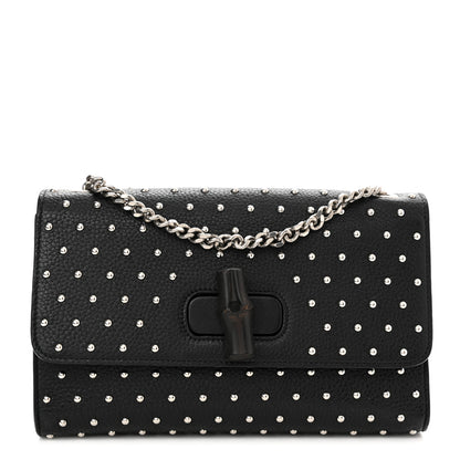 Gucci Calfskin Studded Medium Miss Bamboo Shoulder Bag Black 1 of 9