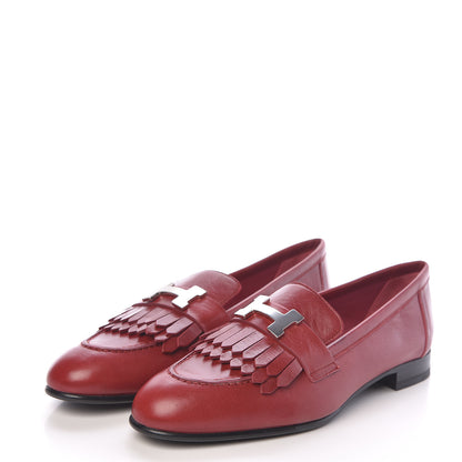 Hermes Goatskin Womens Royal Loafers 36.5 Rouge Tibétain 3 of 10