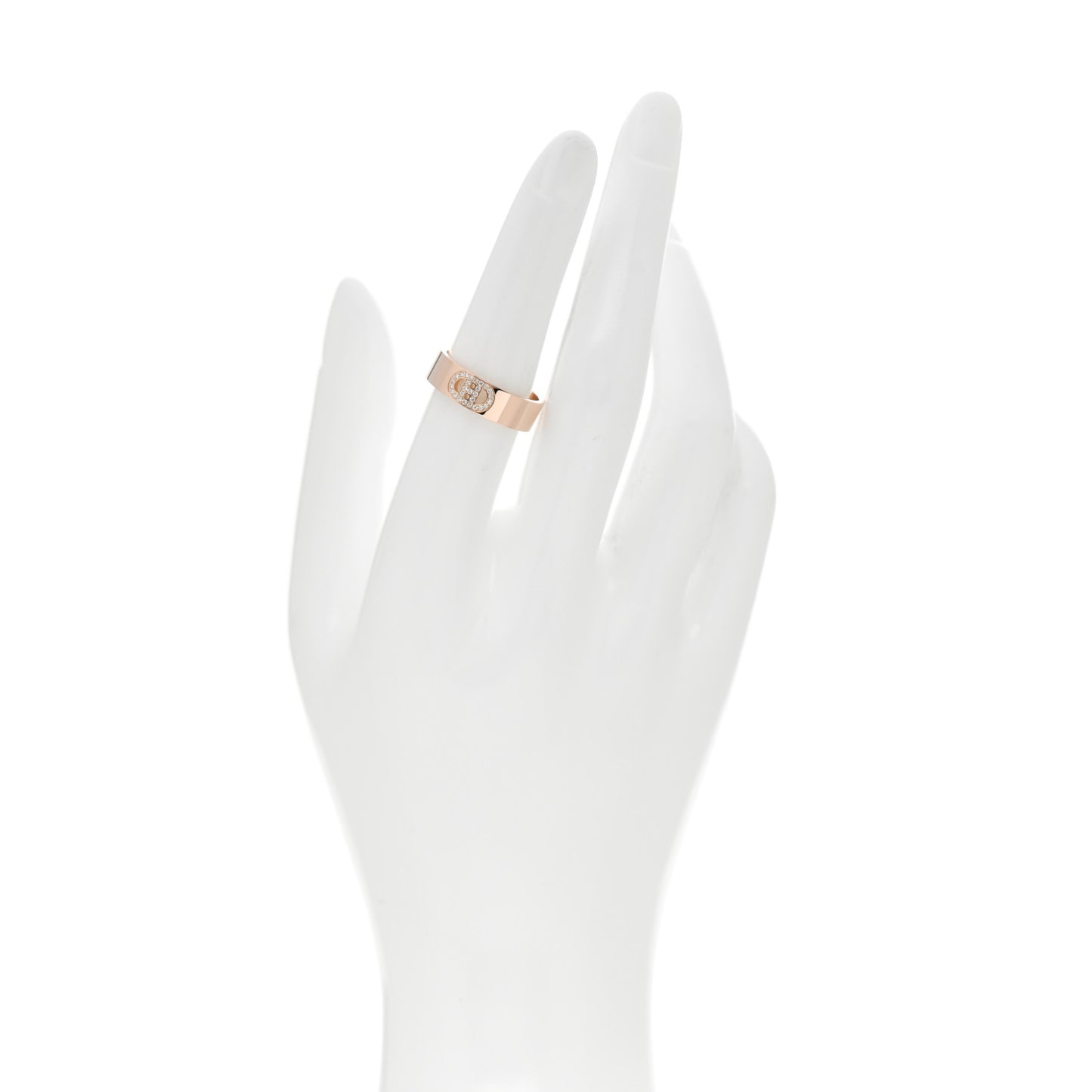 18K Rose Gold Diamond PM H D'Ancre Ring 54 6.75