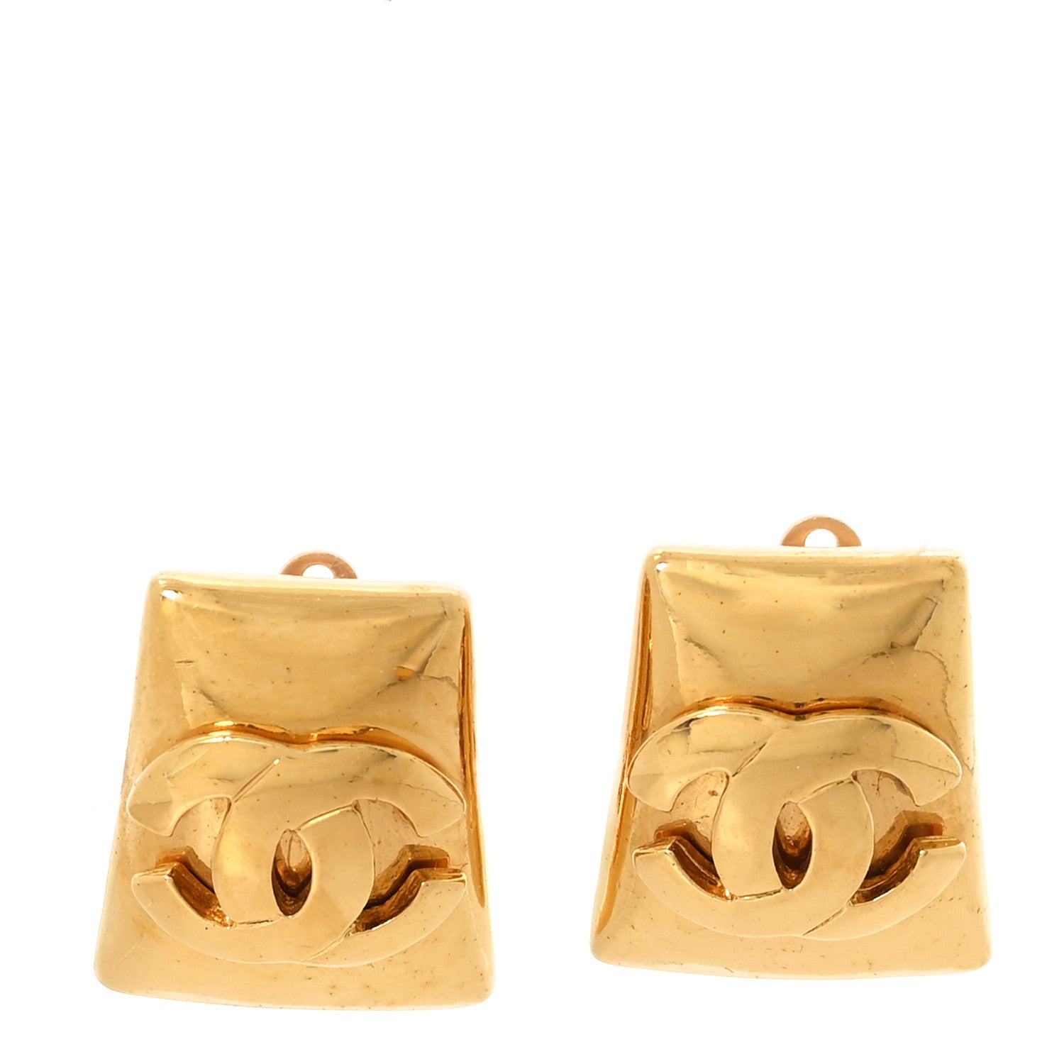 Chanel Metal CC Clip On Earrings Gold 1 of 5