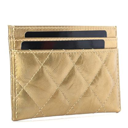 Chanel Metallic Aged Calfskin Quilted Card Holder Gold 2 of 4