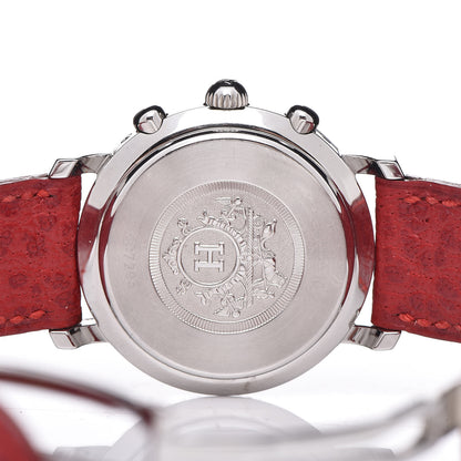 Hermes Stainless Steel Buffle Skippe 31mm Clipper Chronograph Quartz Watch Rouge Casaque 8 of 9