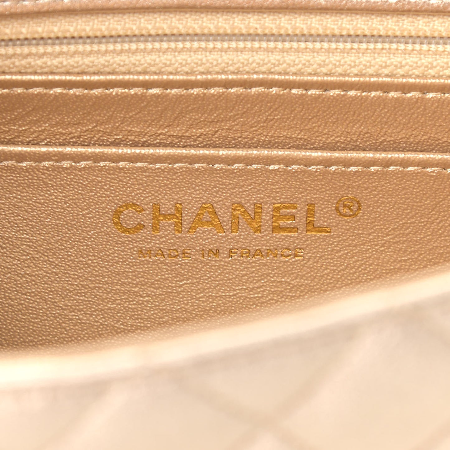 Metallic Lambskin Quilted Mini Rectangular Flap Gold