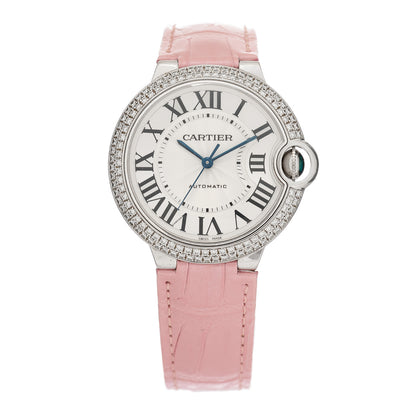 Cartier 18K White Gold Alligator Diamond Bezel 36mm Ballon Bleu De Cartier Automatic Watch 1 of 4