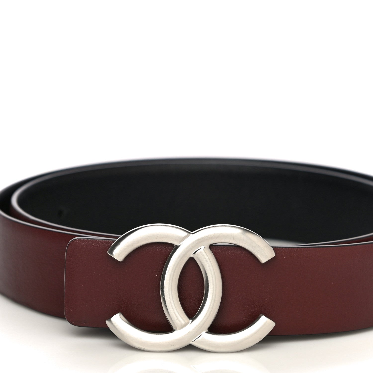 Chanel Calfskin CC Reversible Belt 80 32 Black Burgundy 2 of 8