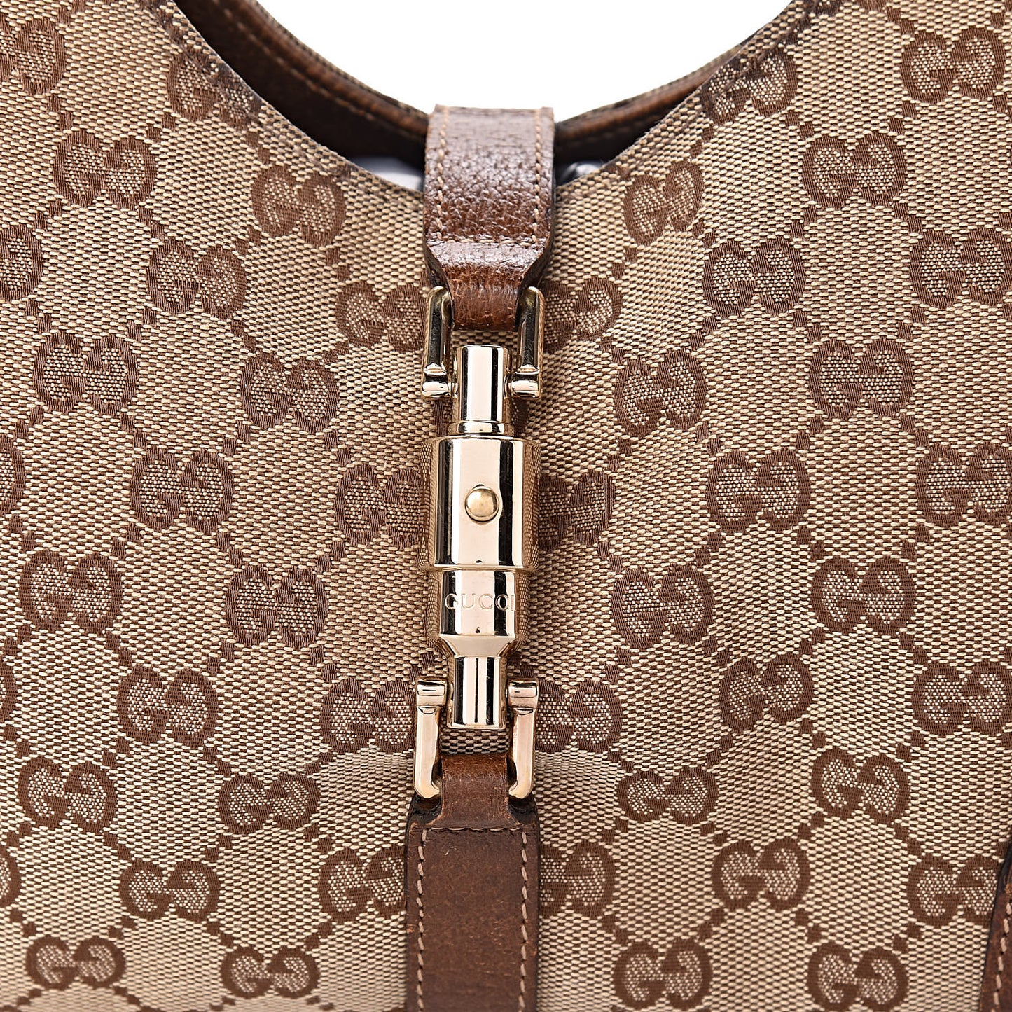 Monogram Calfskin Large Bardot Shoulder Bag Brown