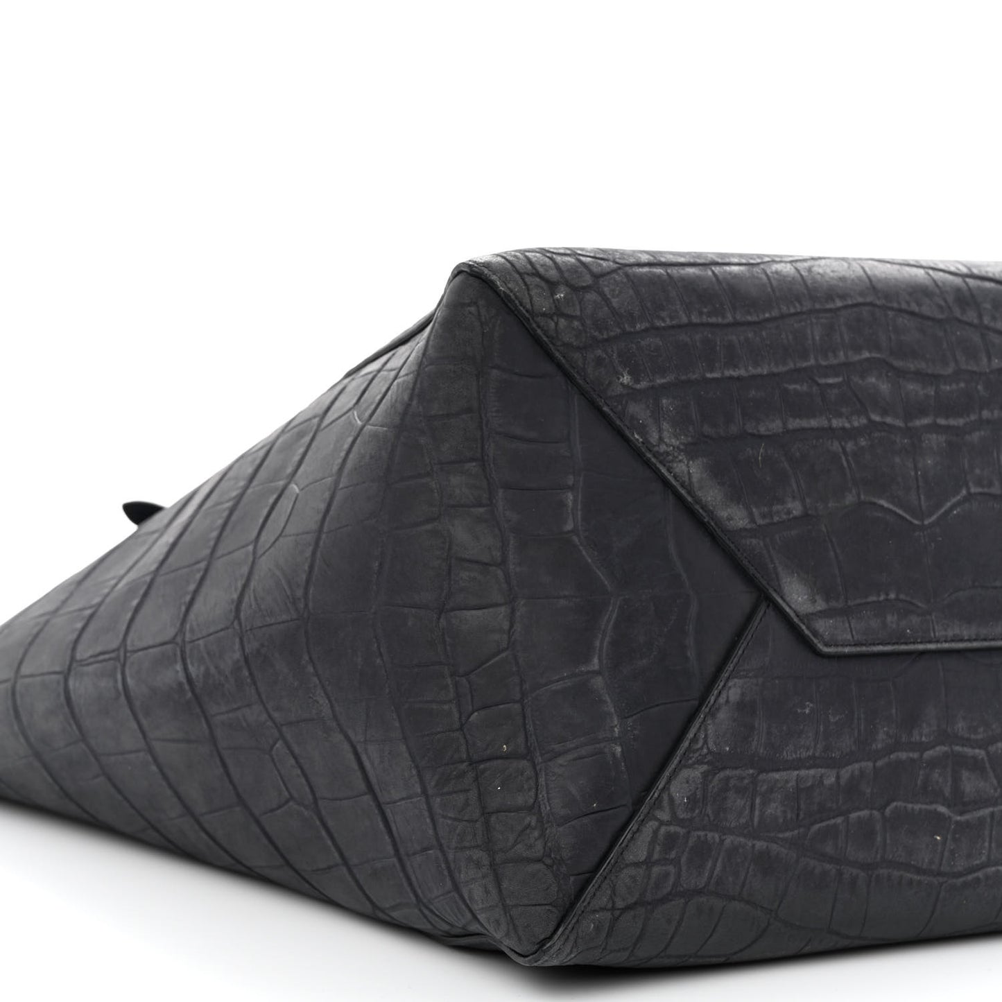 Nubuck Crocodile Embossed Medium Belt Cabas Phantom Navy Blue