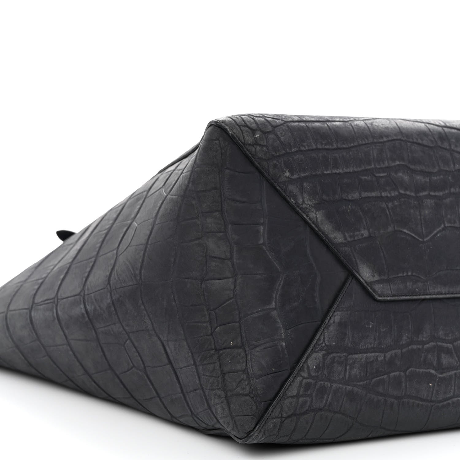 Celine Nubuck Crocodile Embossed Medium Belt Cabas Phantom Navy Blue 14 of 16