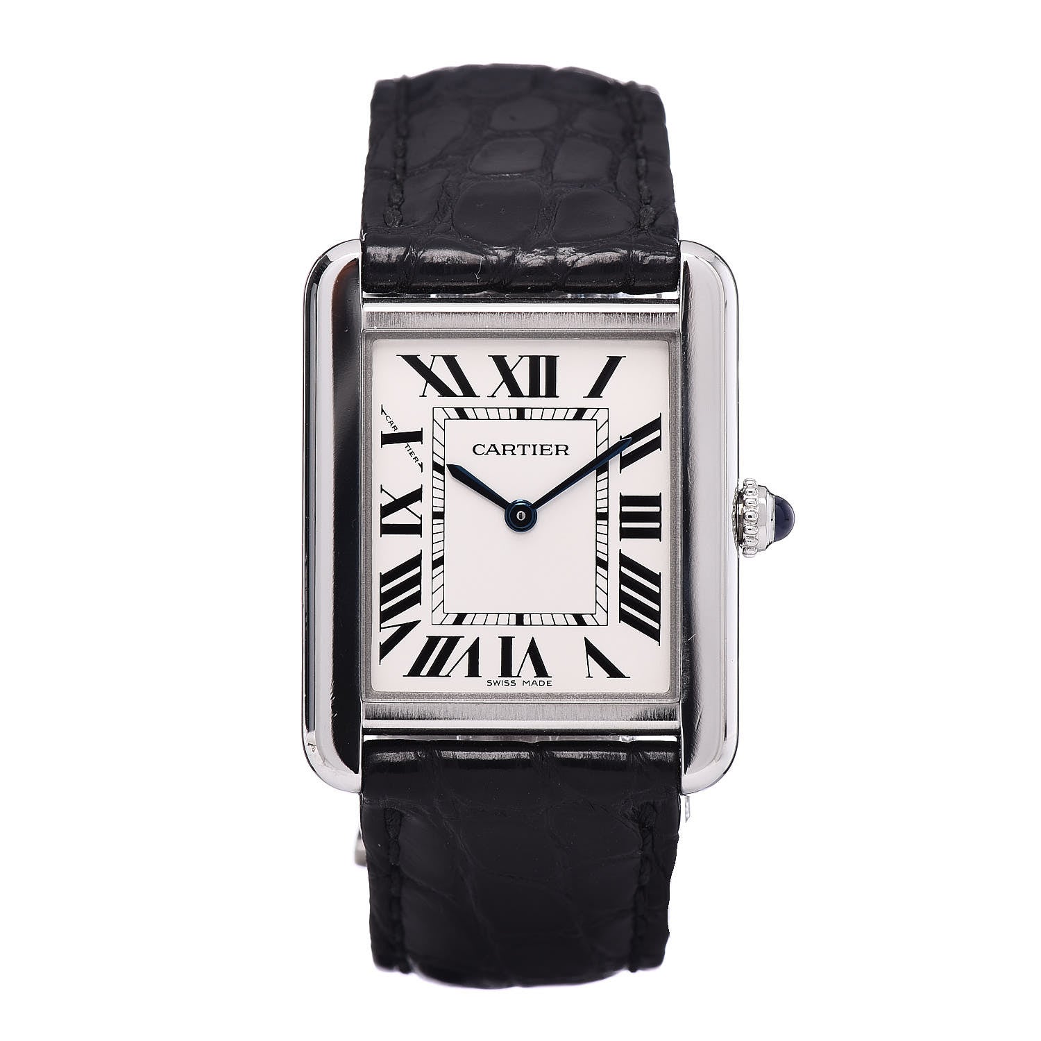 Cartier Stainless Steel Alligator 24mm Tank Solo Quartz Watch 1 of 7