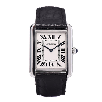 Cartier Stainless Steel Alligator 24mm Tank Solo Quartz Watch 1 of 7