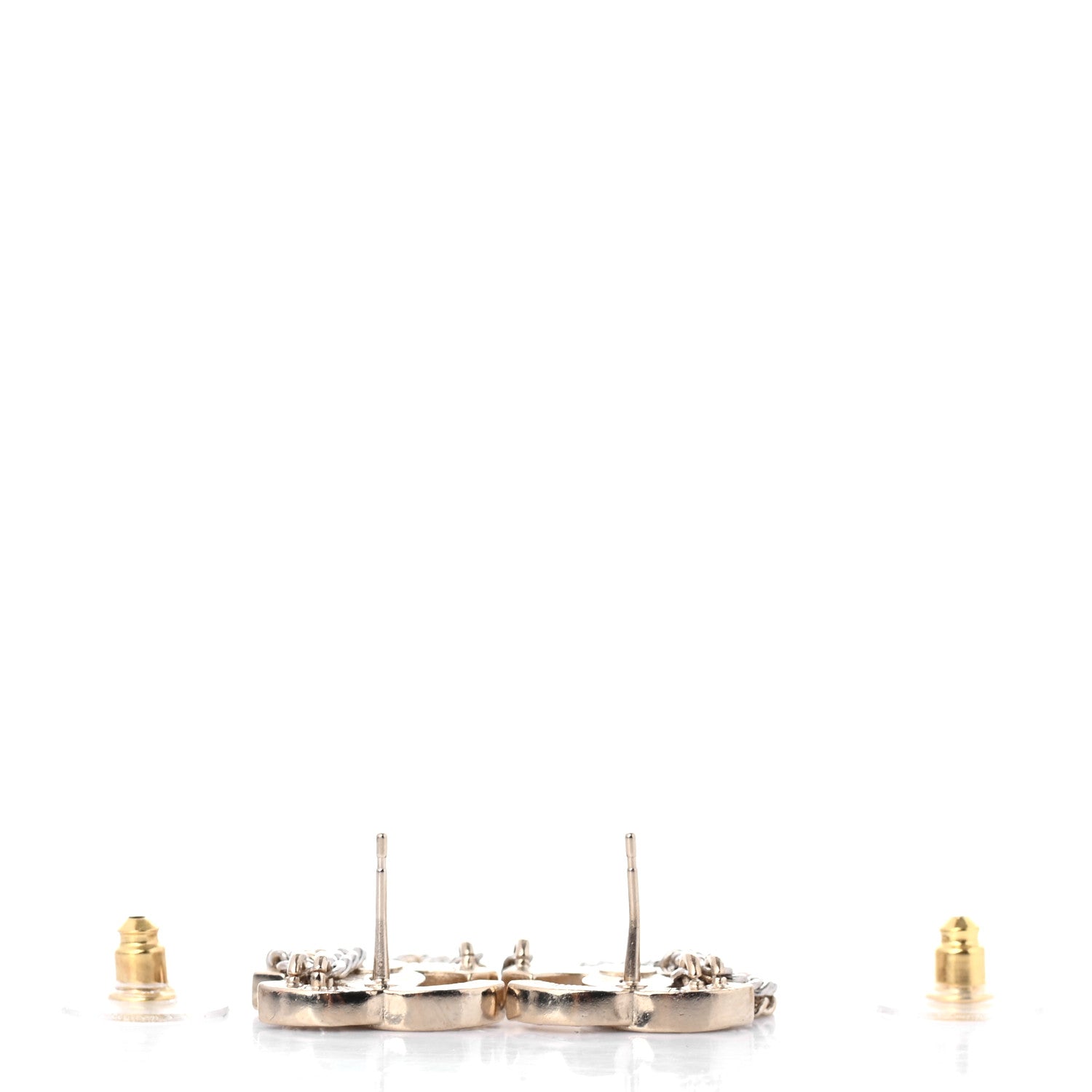 Chanel Crystal Chain CC Earrings Gold 3 of 4