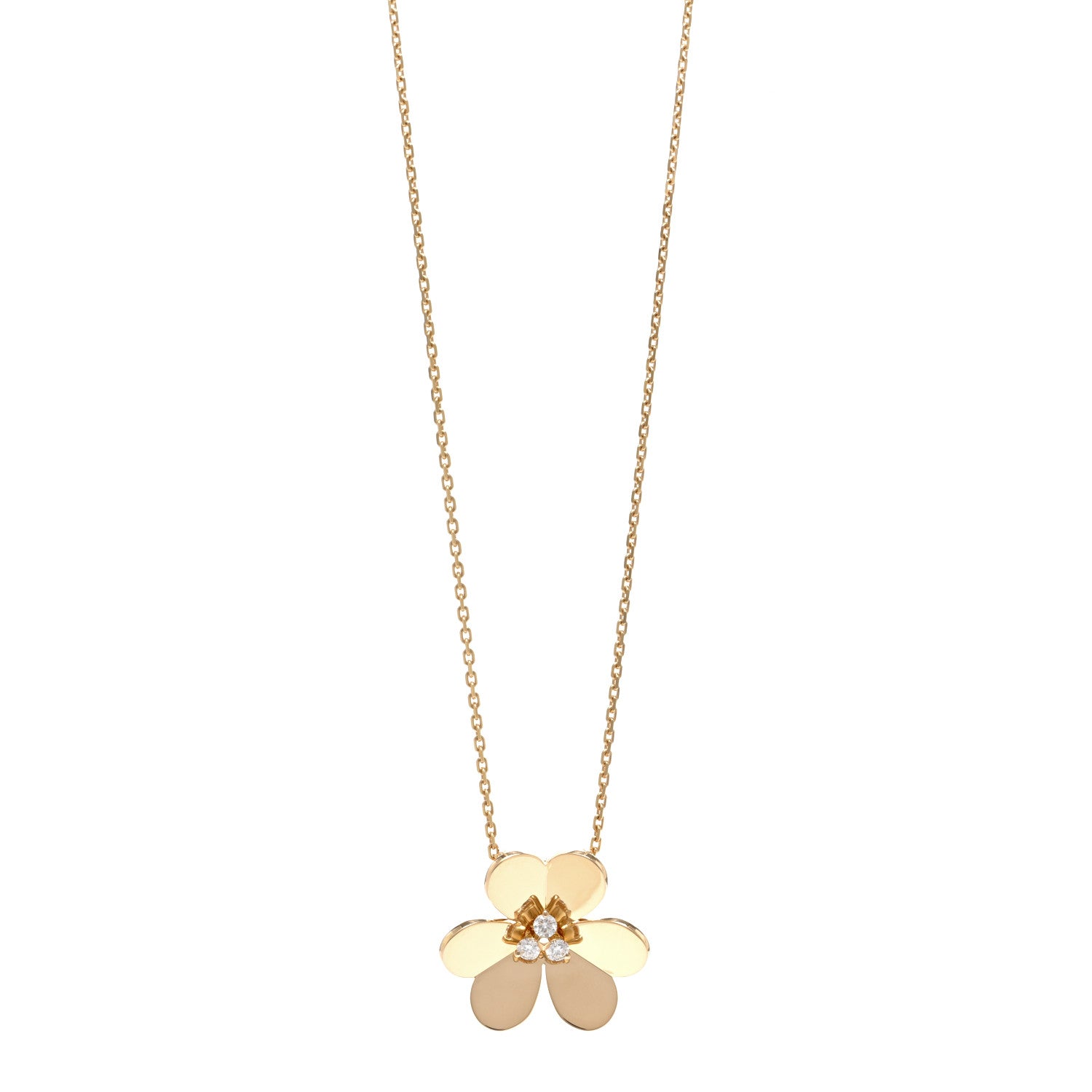 Van Cleef & Arpels 18K Yellow Gold Diamond Very Large Frivole Clip Pendant Necklace 1 of 6