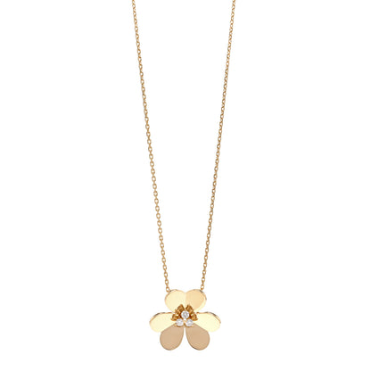 Van Cleef & Arpels 18K Yellow Gold Diamond Very Large Frivole Clip Pendant Necklace 1 of 6