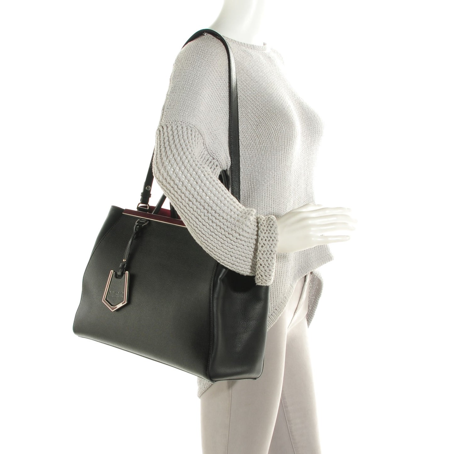 Vitello Elite Medium 2Jours Tote Black Bordeaux