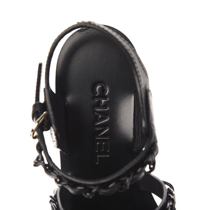 Chanel Calfskin Chain Flat Sandals 38 Black 7 of 9