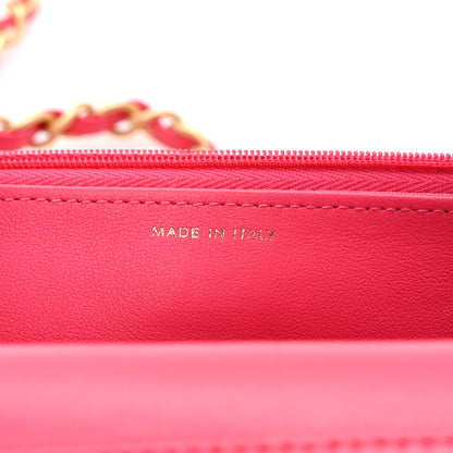 Chanel Lambskin Enamel Quilted CC Wallet on Chain WOC Pink 6 of 10